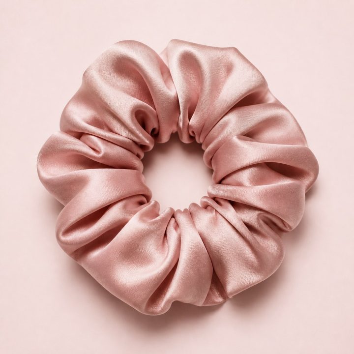 Blush Cloud – scrunchie roz pudrat din satin