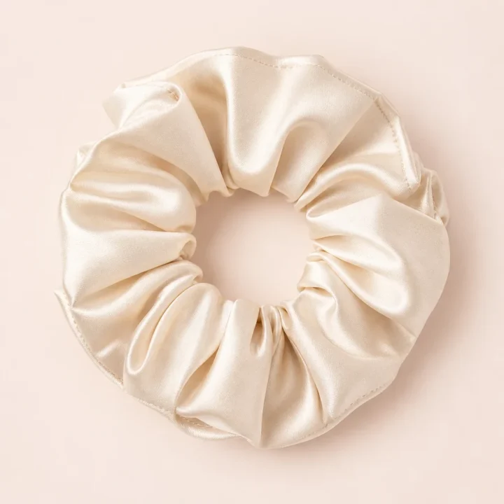 Champagne Pearl – scrunchie din satin premium