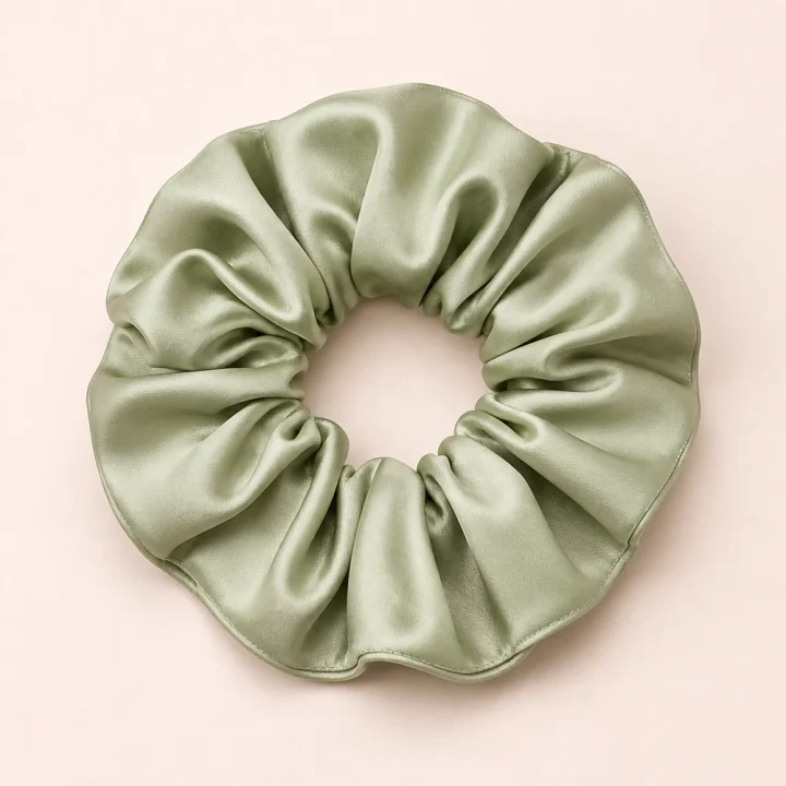 Sage Whisper – scrunchie din satin premium